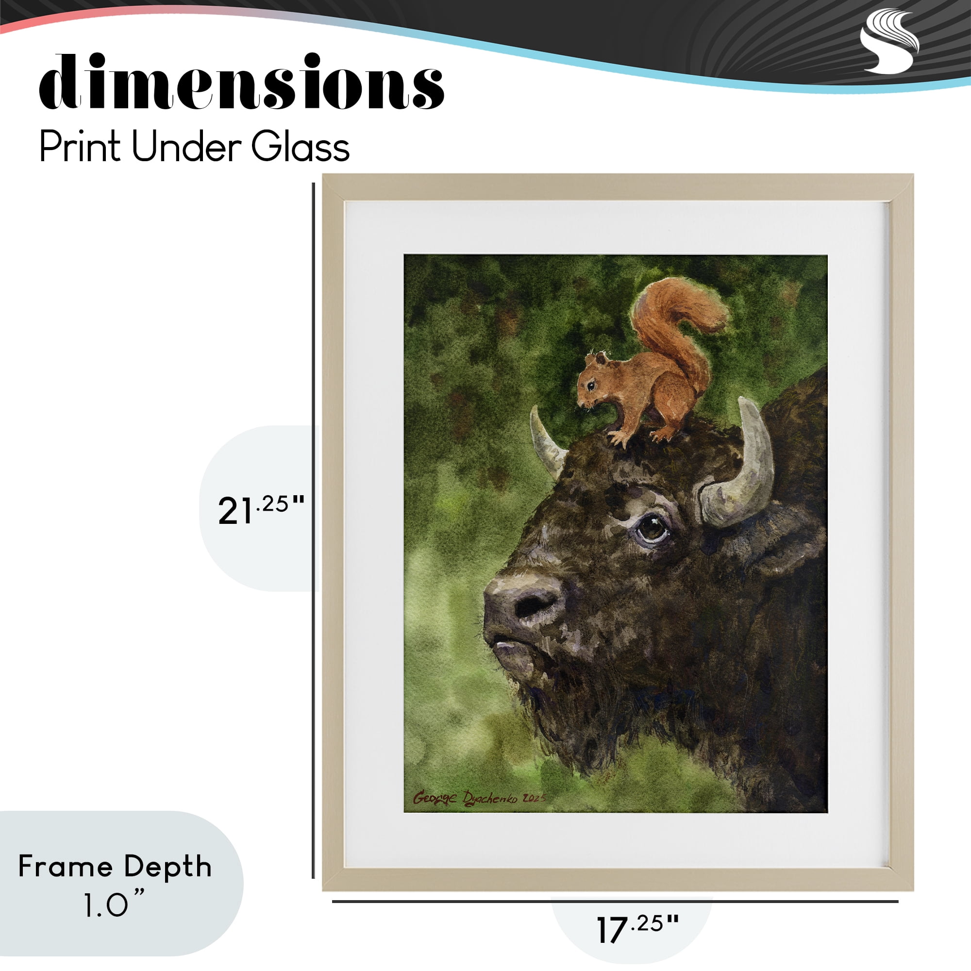 Stupell Industries Bison & Squirrel Duo Birch Framed Print Under Glass, design by George Dyachenko
