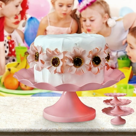 Plates For Cakes Cake Stand,Round Cupcake Holder, Dessert Cupcake Stand/Display/Plate for Wedding Birthday and Party - cake display plate - Dessert Snack Rack Tray Table Decoration Pink ()
