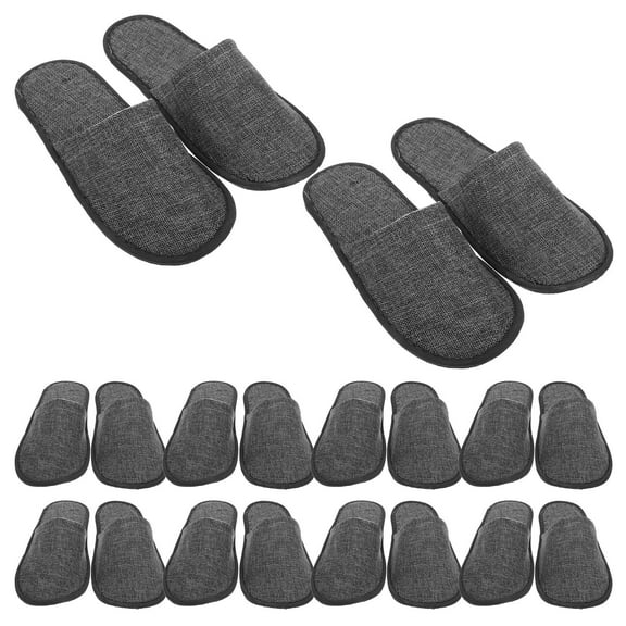 Healifty Home Indoor Slippers Grey Cotton Linen Comfortable for Hotel Use 20Pcs