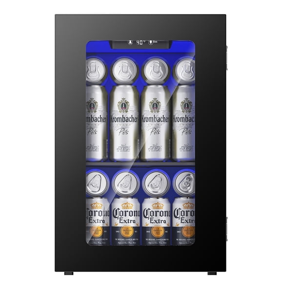 Simzlife 24 Cans Mini Beverage Refrigerator & Portable Wine Cooler Refrigerator with Glass Door, Mini Countertop Wine Fridge for Home/Office/Bar,Black
