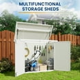 thumbnail image 2 of ECOPATIO Horizontal Storage Shed, 41 Cu.Ft. Outdoor Resin Trash Can Storage, Weather Resistance, Storage Box with Floor Included for Garden Tools, Lawn Mowers, Garbage Cans, Patio Use, Grey, 2 of 7
