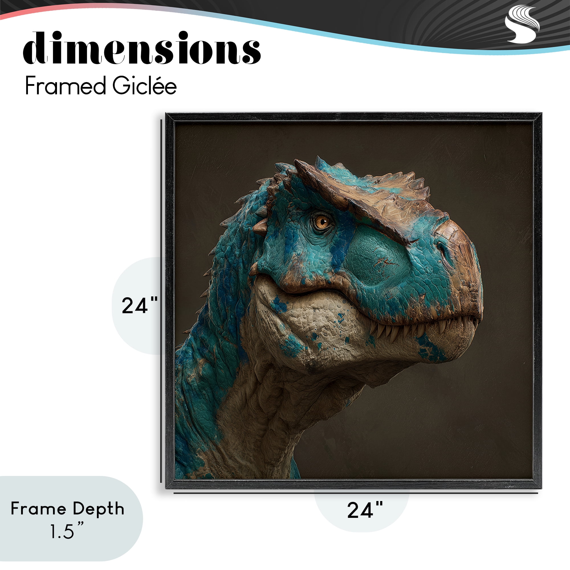 Stupell Industries Cerulean Scaled Dinosaur Detail Black Framed Giclee Art, design by Wumples