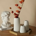 thumbnail image 3 of Ceramic Vases Set of 3, Modern Neutral Vase Rustic Farmhouse Vases Home Decor Ribbed Vases Decoration, 3 of 5