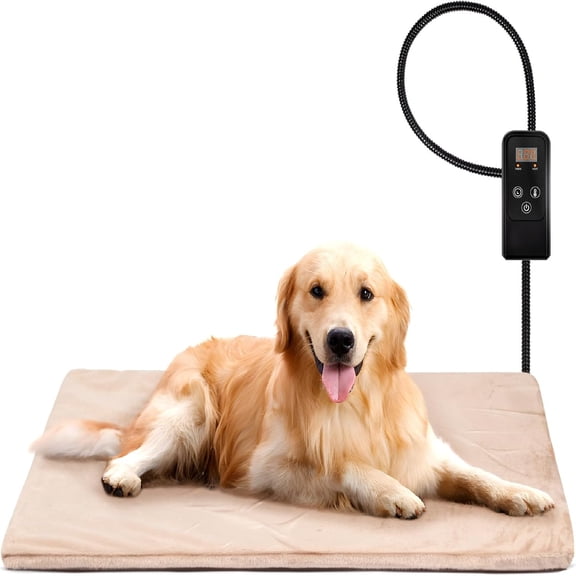 Pet Heating Pad for Dogs and Cats, Adjustable Temperature and Waterproof Pet Heated Mat with Timer, Electric Heating Pet Bed with Chew Resistant Cord and Soft Washable Cover