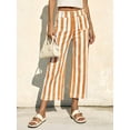 thumbnail image 2 of Pantalones vaqueros Tankaneo para mujer, cortos, a rayas, cintura alta, color naranja, 2 of 6