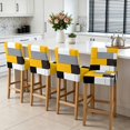 thumbnail image 3 of Yellow Grey Geometric Bar Stool Cover Set of 4, Modern Black White Abstract Art Stretch Bar Chair Cover, Removable Washable Pub Counter Stool Chair Slipcover for Kitchen Dining Room Pub Cafe, 3 of 9