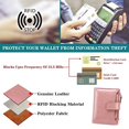 thumbnail image 4 of Small Women Wallet Genuine Leather Rfid Blocking Bifold Zipper Pocket Card Holder with Id Window Wax Pink, 4 of 5