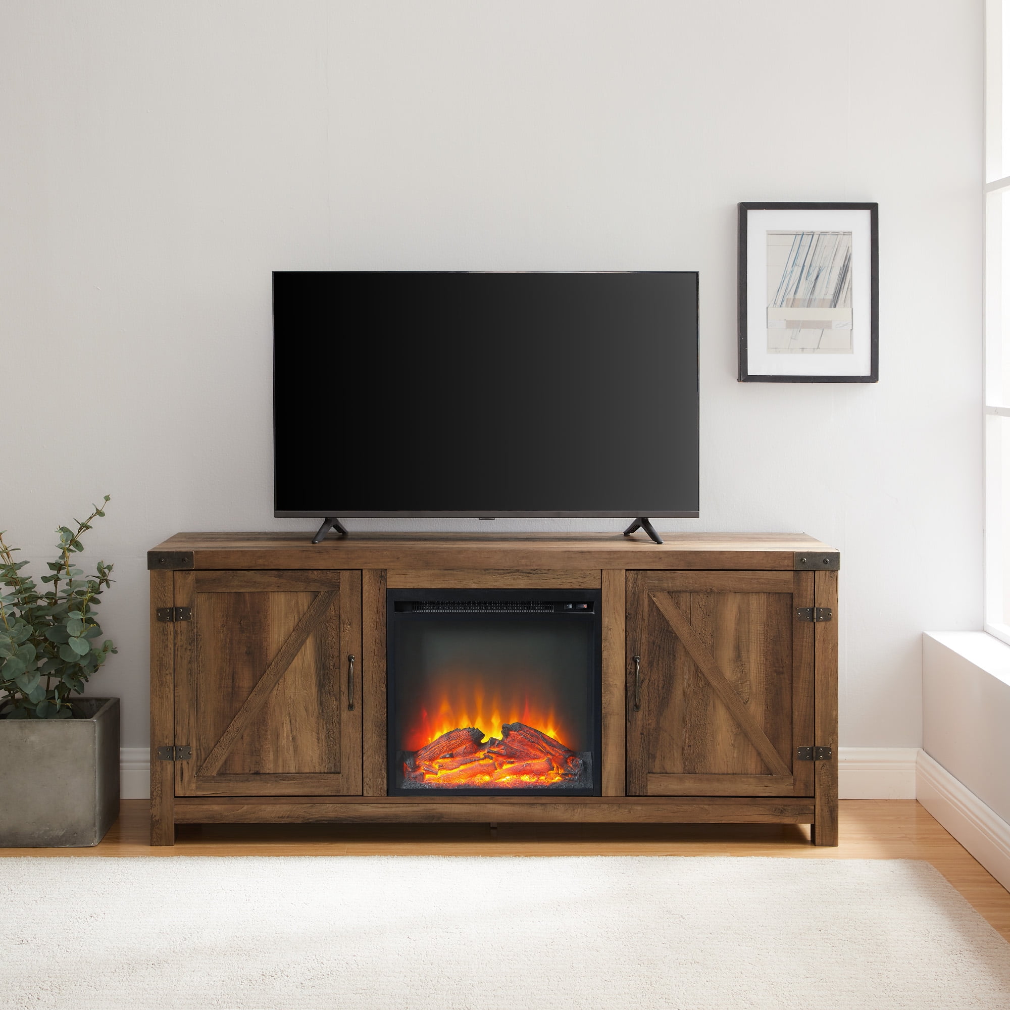 Details about   Electric Fireplace Tv Stand 65 inch Home Entertainment Center Media Storage Wood 