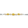 thumbnail image 2 of Gem Stone King 925 Silver and 10K Yellow Gold Yellow Citrine and White Lab Grown Diamond Bracelet for Women (1.71 Cttw, Gemstone November Birthstone, Oval, Wheat Chain, 6.5 inches), 2 of 5