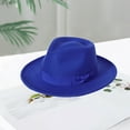 thumbnail image 5 of Women Wide Brim Warm Wool Fedora Hat Retro Style Belt Panama Hat, 5 of 5