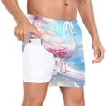 thumbnail image 2 of joogoo Men's Peacock Beach Swim Trunks with Liner Pocket Beach Shorts X-Large, 2 of 9