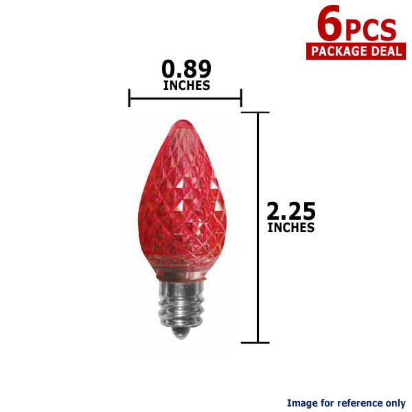 Red Sunlite 80702-SU C7/3LED/0.4W/C/R/6PK LED Candelabra Based C7 Lamp 6 Pack 