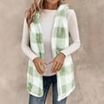 thumbnail image 6 of Fewfanhot Fall Sweatshirts for Women Plus Size Sherpa Fleece Vest Jacket Gingham Print Open Front Cardigan Outerwear, 6 of 9