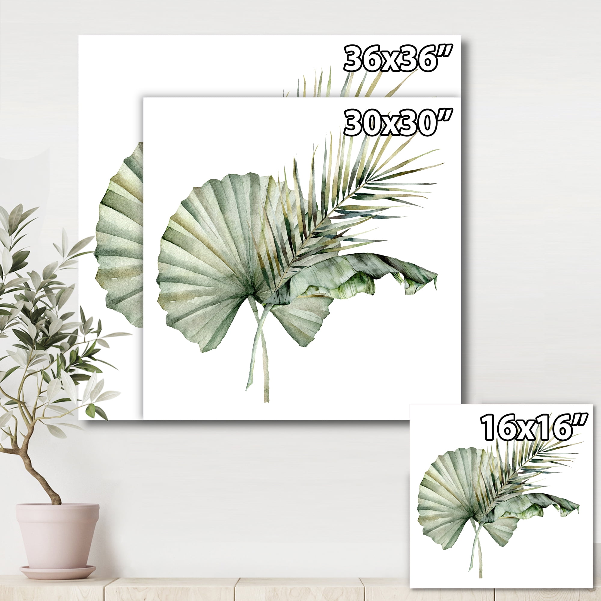 Designart ' Tropical Bouquet With Banana Coconut and Palm Leaves ' Traditional Canvas Wall Art Print