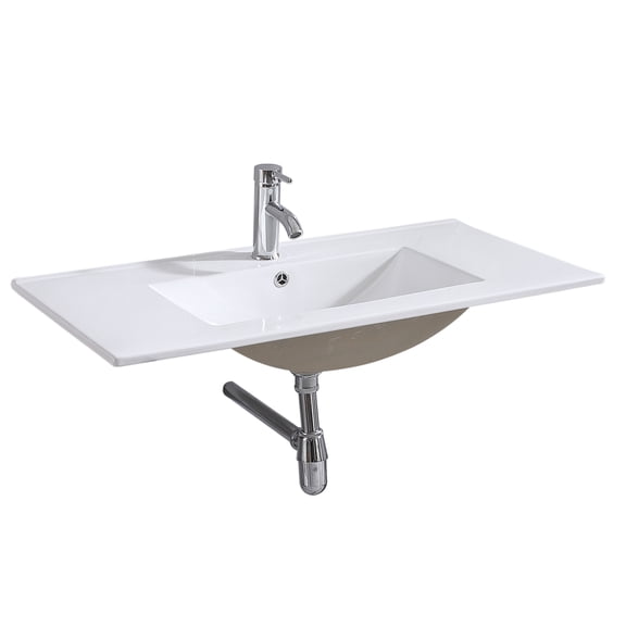Wonline 36inch Bath Vanity Sink Gloose White Ceramic Vessel sink