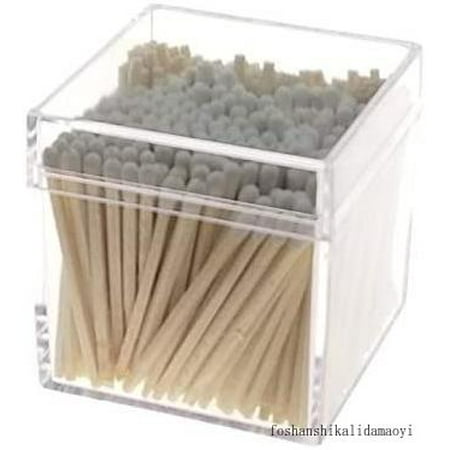 

250 Wooden Safety Matches White Heads In A Clear Acrylic Plastic Cube Box With Cover And Striker On Bottom 2.35 X 2.35 X 2.35