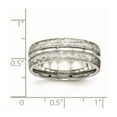 thumbnail image 2 of Stainless Steel Polished Hammered and Grooved 7.50mm Band Ring Size 10.5 Ring for Women and Men, 2 of 2