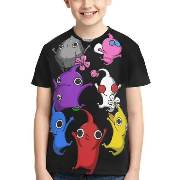 Kids 3D Graphic Pikmin T-Shirts, Novelty Shirts Crewneck Short Sleeve Tees for Youth Boys Girls