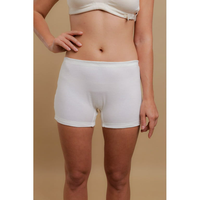 Women's Cottonique W22223 Latex Free Organic Cotton Boyleg Panty - 2 Pack  (Natural 5)