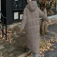 thumbnail image 5 of jtjvou Women Long Puffer Coat Warm Winter Quilted Jacket Fashion Ladies Thicken Full Zip Down Coats Removable Faux Fur Hood Parka Gray M, 5 of 5
