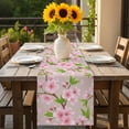 thumbnail image 5 of Spring Floral Table Runner Watercolor Flower Green Leaves Light Pink Background Table Runners Dresser Scarves Holiday Kitchen Dining Table Decoration for Home Party Indoor 13x90 Inch, 5 of 9
