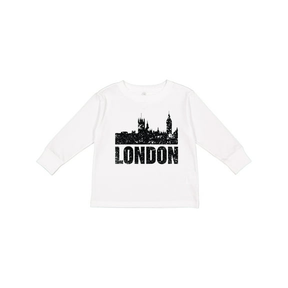 Inktastic London England City Skyline with Grunge Boys or Girls Long Sleeve Toddler T-Shirt