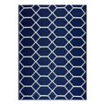thumbnail image 4 of Outdoor Rug - Folded Design - Recycled Plastic Mat for Patio, Camping, Beach, Balcony, Porch, Deck - Weather, Water, Stain, Lightweight, Fade and UV Resistant - Miami - Navy & Creme, 4 of 5
