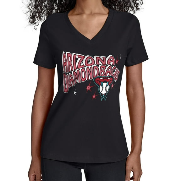 Women's Starter Black Arizona Diamondbacks Fireworks V-Neck T-Shirt