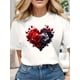 thumbnail image 1 of Soft & Funny Valentine's Day Floral Heart Graphic Tees Casual Crew Neck Comfortable For Outdoors ActCamisetas para mujer, lindas camisetas con estampado gráfico, de manga corta, estilo casual, para ve, 1 of 7