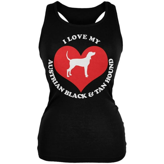 Valentines I Love My Austrian Black & Tan Hound Black Juniors Soft Tank Top - 2X-Large