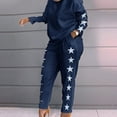 thumbnail image 2 of oyyn Fashion Women 2 Piece Set Outfits Casual Pullover and Pants Jogger Tracksuit Blue Female Long Sleeve Activewear Set L, 2 of 6