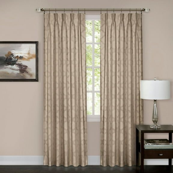 2-Pack 98% Blackout Pinch Pleat Window Privacy Curtain Rod Pocket or Tie-Back Panels: 34" x 84", Pinch Pleat Panel, Tan