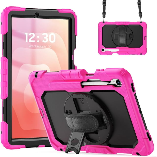 Funda para Samsung Galaxy Tab S11 (11 pulgadas) 2025 SM-X730/SM-X736B, funda protectora resistente a prueba de golpes con protector de pantalla, soporte giratorio de 360°, correa para mano