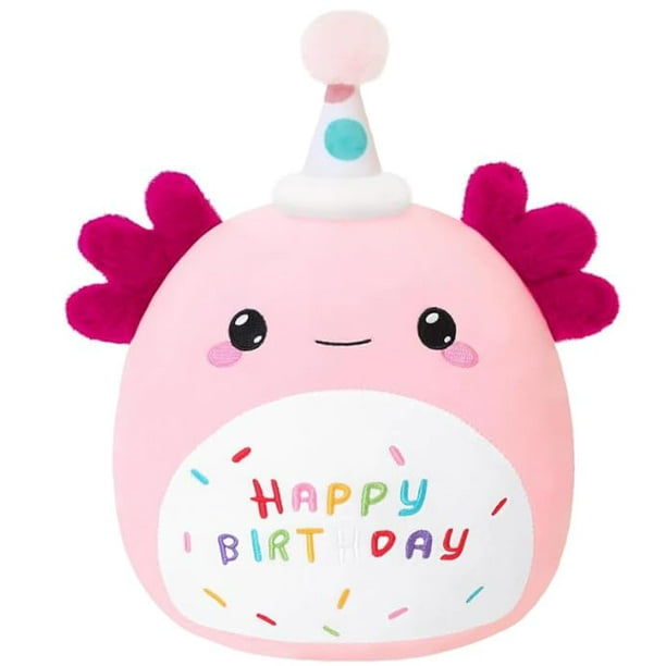 Peluche de peluche con forma de axolotl SQEQE, 35 cm, feliz cumpleaños