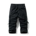 thumbnail image 4 of BiZtdJrK Men Solid Cargo Shorts Drawstring Elastic Waist Summer Casual Capris Lightweight Tactical Outdoor Shorts with Muliti Pockets Black M, 4 of 5
