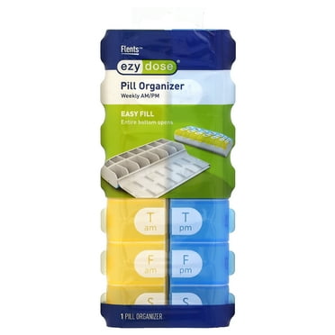 Ezy Dose Weekly (7-Day) AM/PM Pill Organizer, Large Compartments, 2 Times a Day, Colors May Vary