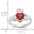 thumbnail image 3 of Finest Gold 14K White Gold July CZ Birthstone Claddagh Ring, Size 5, 3 of 5