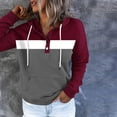 thumbnail image 3 of Tuphregyow Womens Tops Drawstring Hooded Neck Striped Long Sleeve Plus Size Tunic Top For Ladies Comfy Casual Sweatshirt Pullover Blouse with Pocket Loose Tummy Hiding Wine L, 3 of 6
