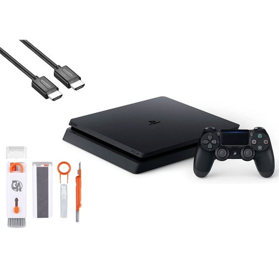 Pre-Owned Sony 2215B PlayStation 4 Slim 500GB Gaming Console Black, HDMI Cable With BOLT AXTION Cleaning Kit Bundle