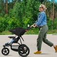 thumbnail image 2 of Babyjoy Jogging Stroller Foldable Jogger with Adjustable Canopy Detachable Tray Cup Holders Black, 2 of 10