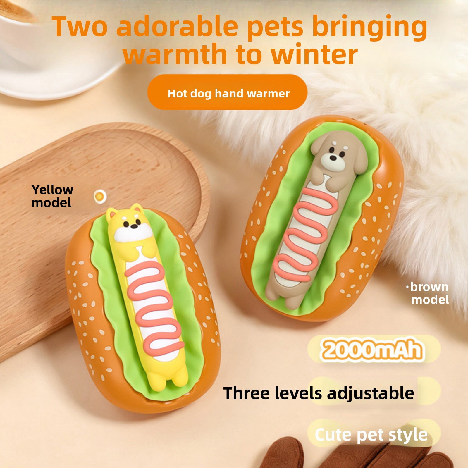 ZMKIAG Hot Dog Shaped Hand Warmer - Cute Rapid Heating Portable Heater with Rechargeable Battery, Fun Design for Winter Commuting, 𝗦𝗰𝗵𝗼𝗼𝗹 and Outdoor Activities