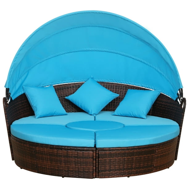 Outsunny 5 Piece Cushioned Outdoor, Round Sofa Bed Outdoor