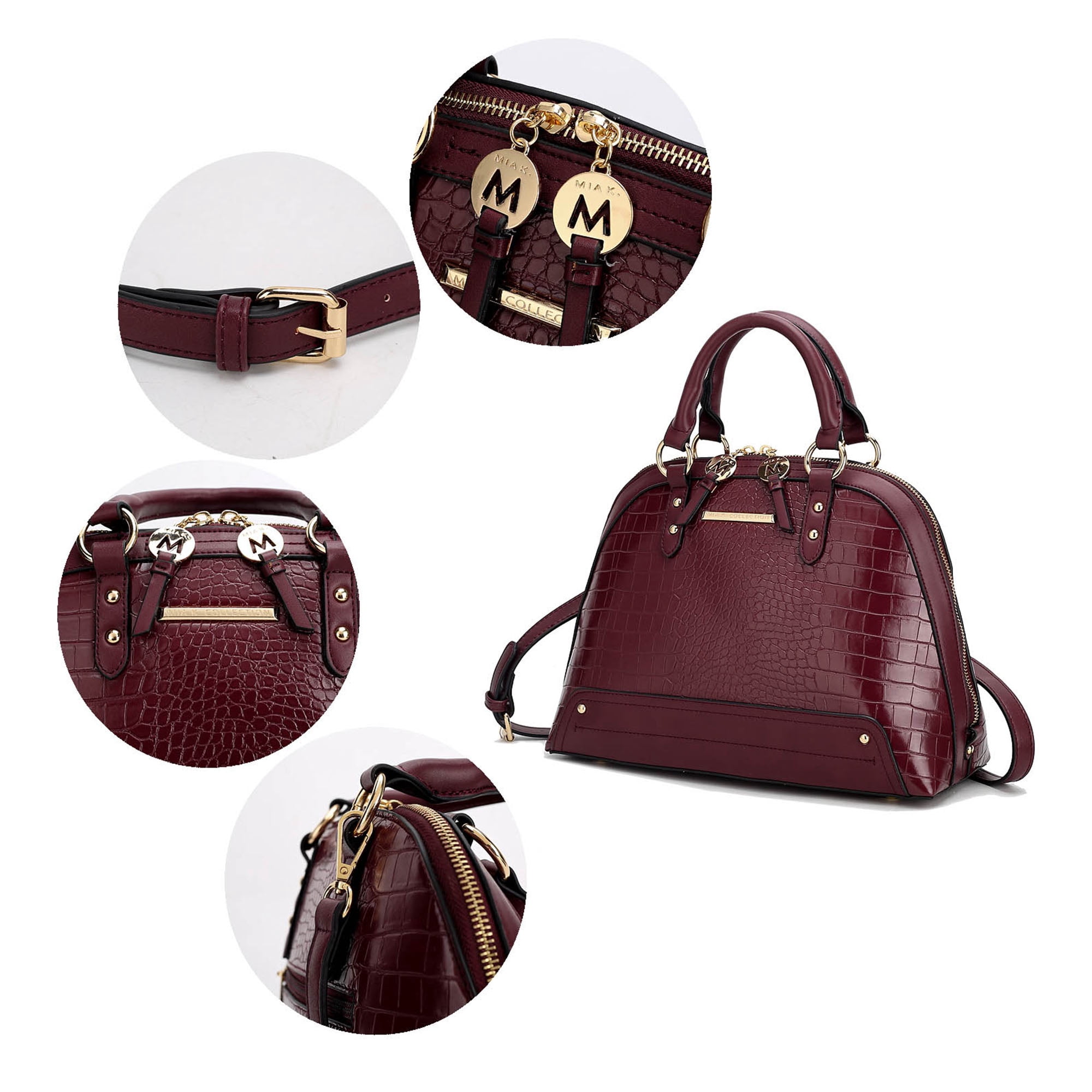 MKF Collection Nora Women's Satchel Bag With Wristlet Wallet, Croco Vegan Leather Purses and Handbags Set by Mia K.
