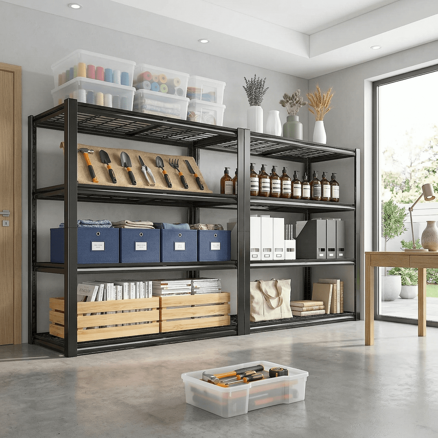 Heavy Duty Garage Shelving Unit, 2240 lbs Metal Storage Shelves, Adjustable Steel Shelving Rack, 39.37"W x 19.6"D x 60"H, 4-Tier Freestanding Industrial Shelf for Garage, Basement, Warehouse