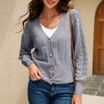 thumbnail image 5 of AOOCHASLIY Clearance Sweaters Women's Casual Knit Cardigan Solid Button Long Sleeve V-Neck Sweater, 5 of 5