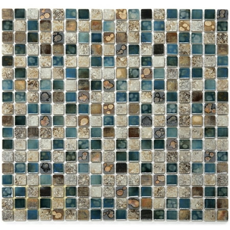 Solistone Terrene 12 in. x 12 in. Vale Glazed Multicolor Porcelain Mosaic Wall Tile, Case of 10