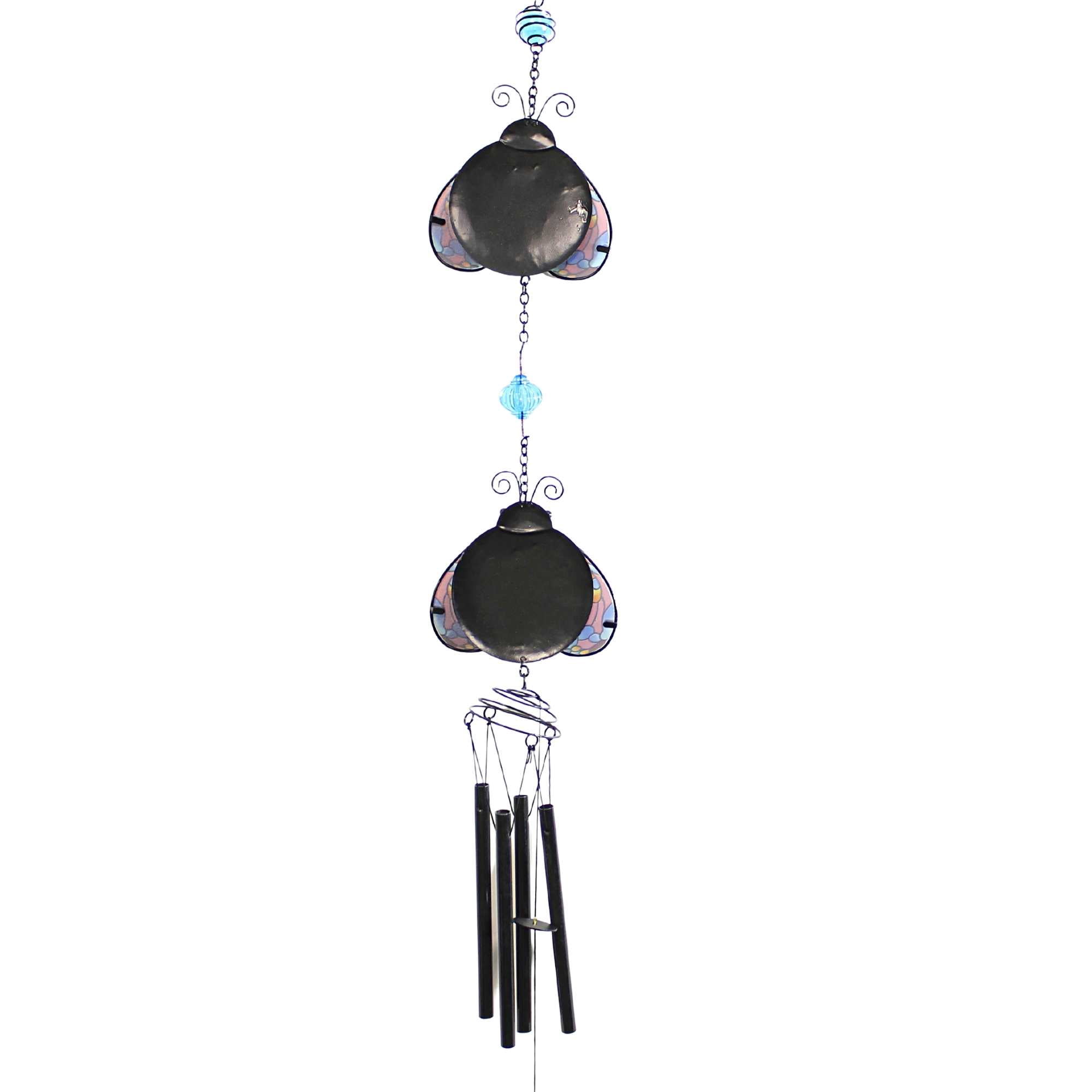 Evergreen 39.00In Garden Friends Wind Chime, Metal, Stained Glass  Outdoor  Spring 2Wc1905 Ladybug