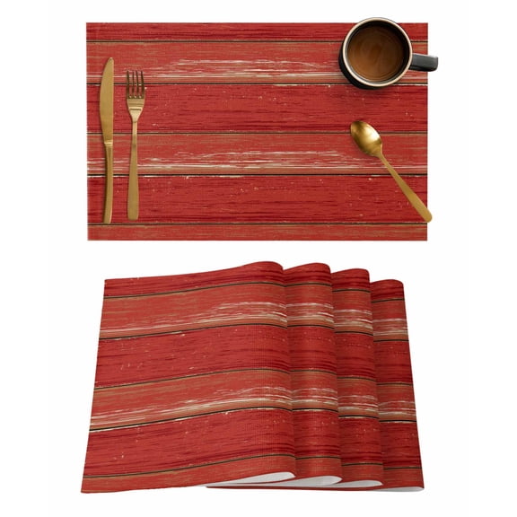 Vintage Farmhouse Placemats Set of 1 Abstract Red Wood Grain Texture Heat Insulation Washable Place Mats, Rustic Non-Slip Table Mats for Dining Table Party Kitchen Decor,13x19 Inch