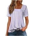 thumbnail image 2 of Xdegoge Summer Tops for Women Under 10 Plus Size Tees Short Sleeve V Neck T Shirt Fashion Gradient Printed Summer Tunic Tops Loose Fit Casual Blouses Previous Orders Flash for Today, 2 of 7