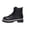 Black, variant on Conspicuous Front Zipper Leather Boots Daily Office Commuting, Lug Sole Chunky Booties Autumn Casual Strolling, Comfortable Holiday Travel Wearing, Flexible Lightweight Footwear, Brown 6.5